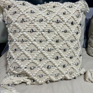 Magnolia Home Textured Cream and Gray Throw Pillow Covers